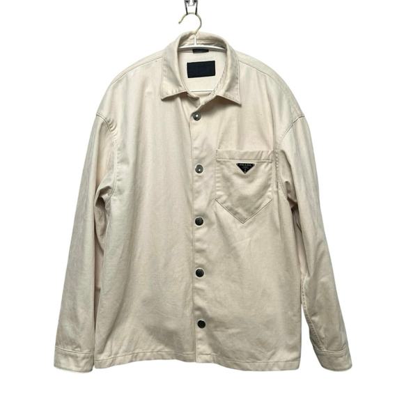 Prada Other - PRADA Oversized Logo-Plaque Organic Cotton Denim Shirt/Men M